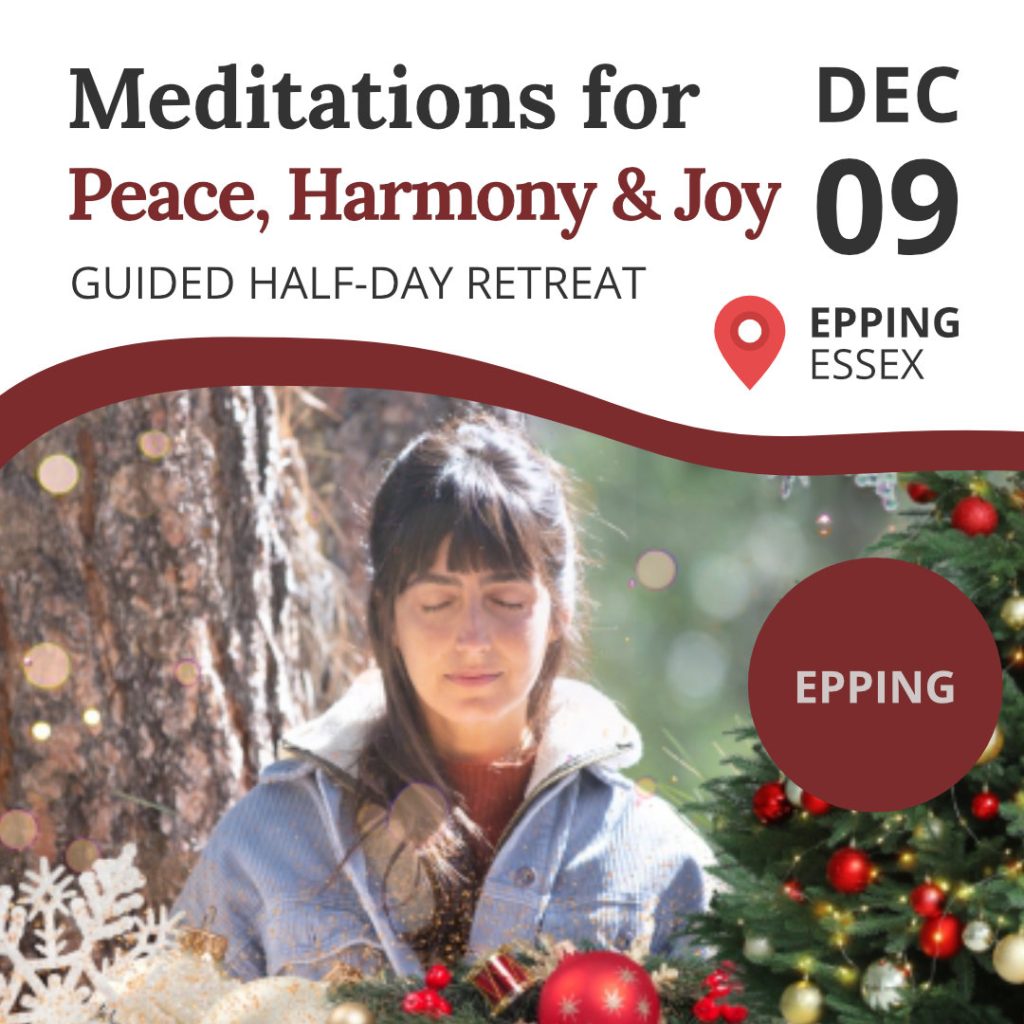 Woman Meditating with Christmas Tree